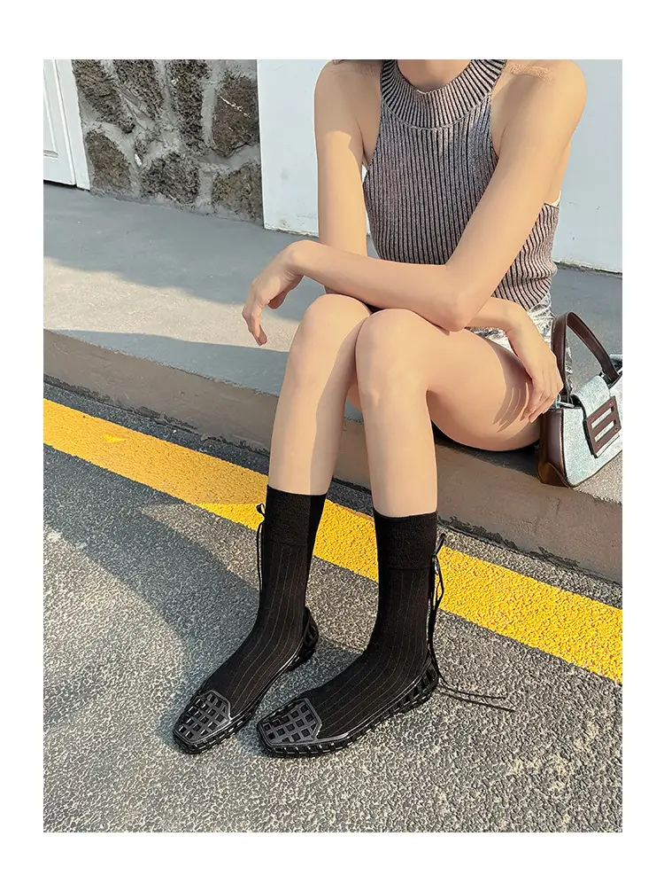 Shallow-Mouthed Single Shoes, Crystal Pvc Outdoor Casual Square-Toe Sandals, Slip-On Dance Shoes, Cool for Summer — feature 24