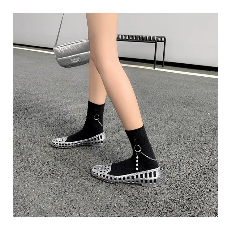 Shallow-Mouthed Single Shoes, Crystal Pvc Outdoor Casual Square-Toe Sandals, Slip-On Dance Shoes, Cool for Summer — feature 31