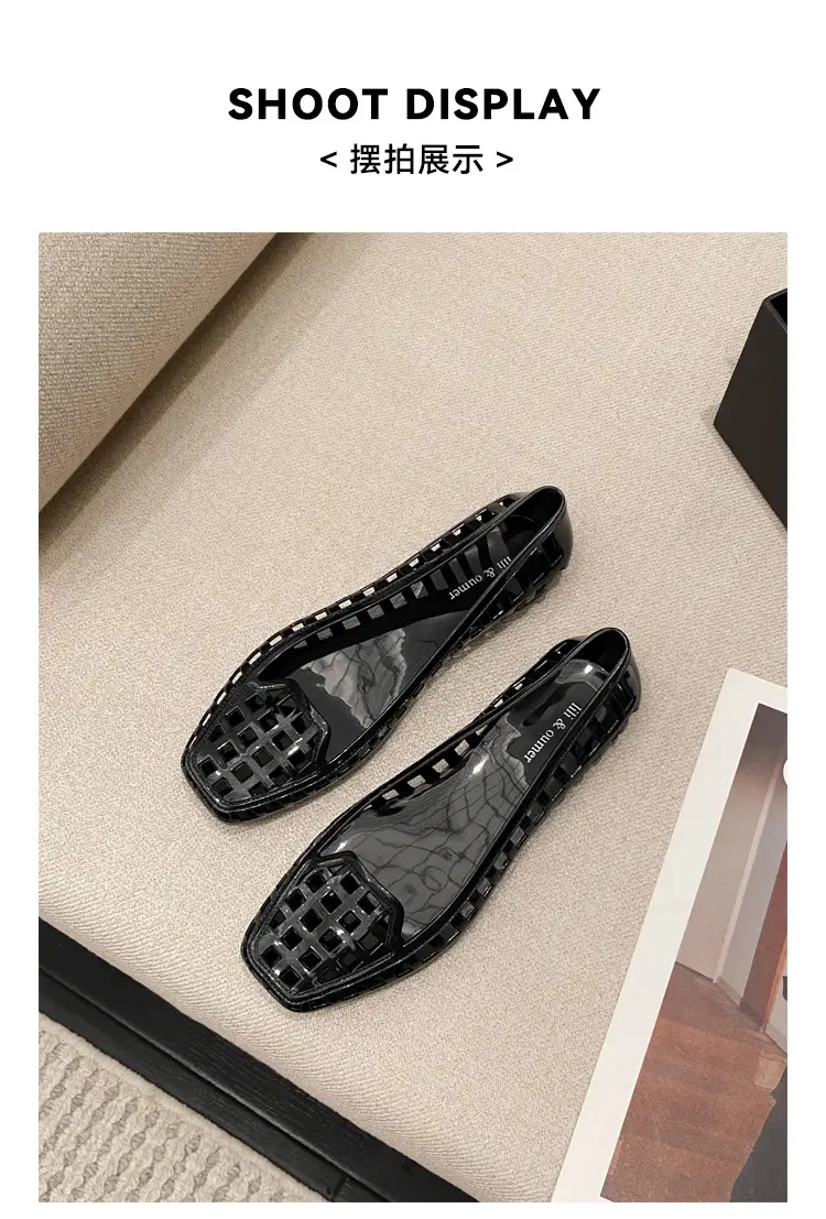 Shallow-Mouthed Single Shoes, Crystal Pvc Outdoor Casual Square-Toe Sandals, Slip-On Dance Shoes, Cool for Summer — feature 39