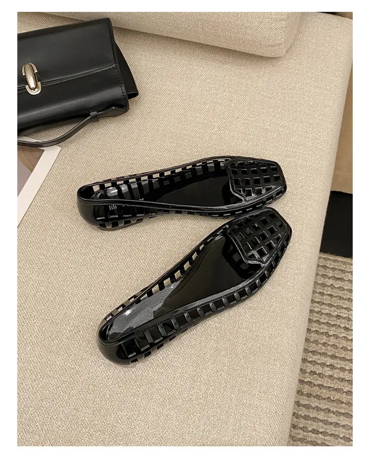Shallow-Mouthed Single Shoes, Crystal Pvc Outdoor Casual Square-Toe Sandals, Slip-On Dance Shoes, Cool for Summer — feature 40