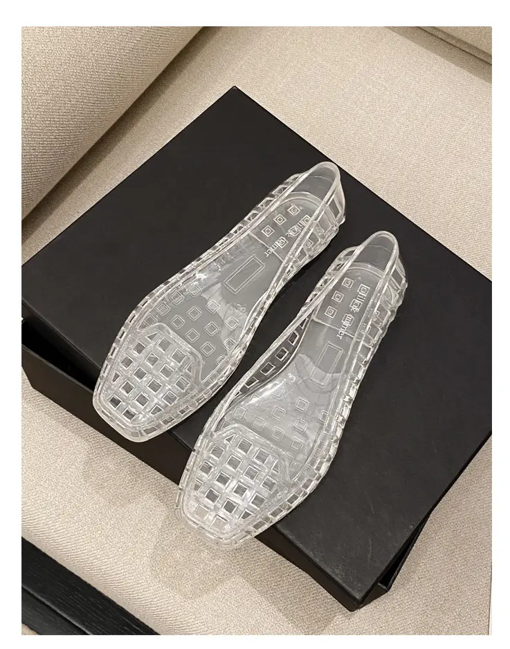 Shallow-Mouthed Single Shoes, Crystal Pvc Outdoor Casual Square-Toe Sandals, Slip-On Dance Shoes, Cool for Summer — feature 43