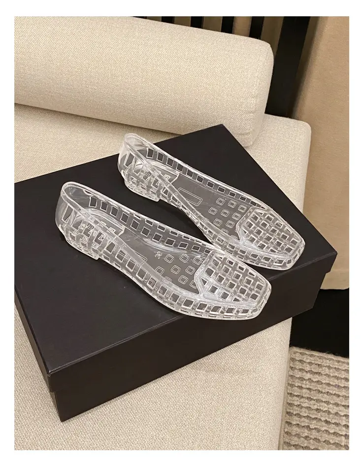 Shallow-Mouthed Single Shoes, Crystal Pvc Outdoor Casual Square-Toe Sandals, Slip-On Dance Shoes, Cool for Summer — feature 44