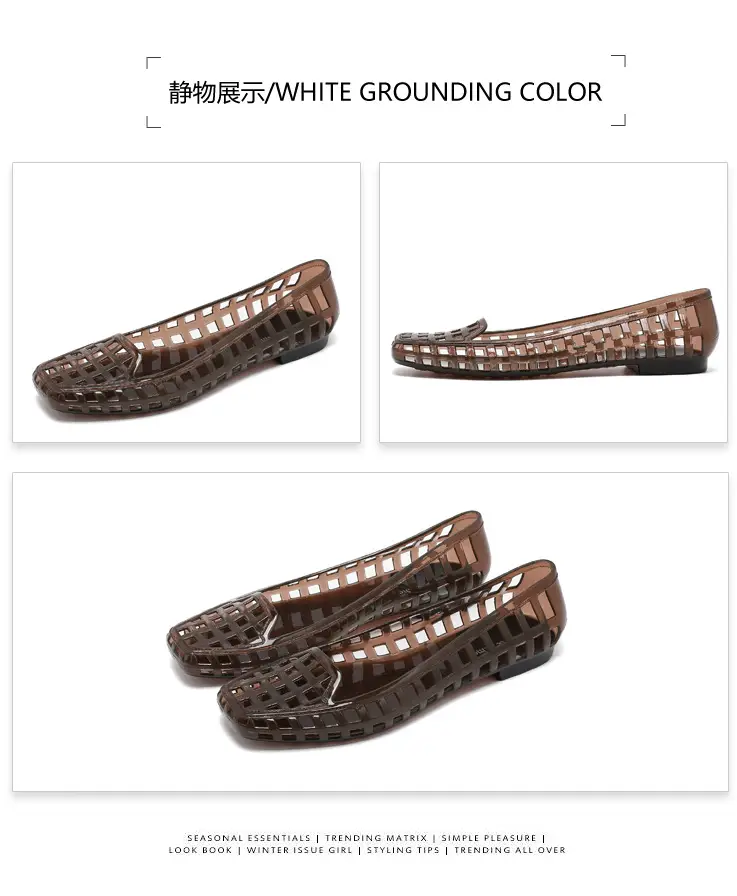 Shallow-Mouthed Single Shoes, Crystal Pvc Outdoor Casual Square-Toe Sandals, Slip-On Dance Shoes, Cool for Summer — feature 45