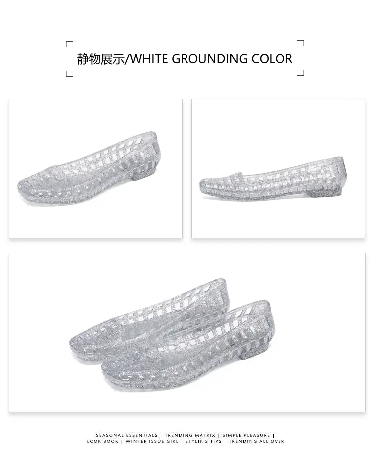 Shallow-Mouthed Single Shoes, Crystal Pvc Outdoor Casual Square-Toe Sandals, Slip-On Dance Shoes, Cool for Summer — feature 48