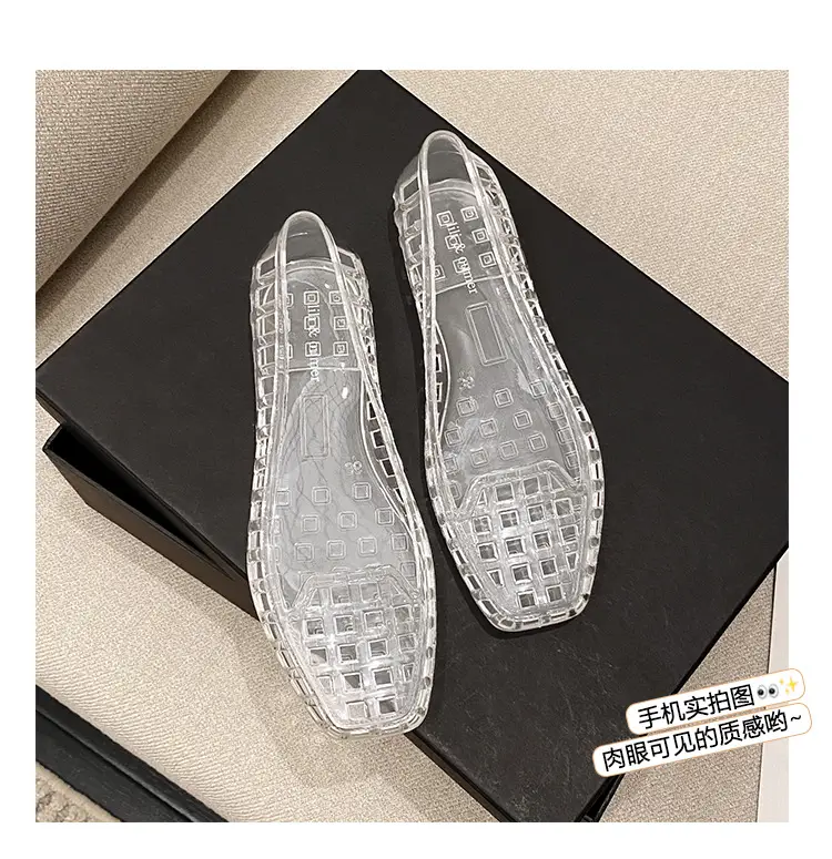 Shallow-Mouthed Single Shoes, Crystal Pvc Outdoor Casual Square-Toe Sandals, Slip-On Dance Shoes, Cool for Summer — feature 7