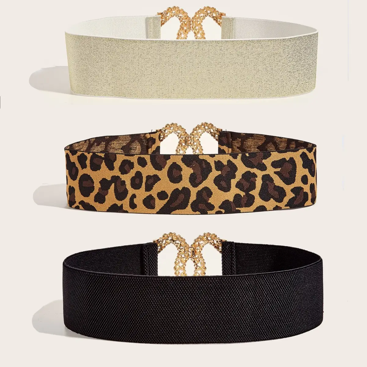 Love Buckle Belt for Women Gold Black Leopard - Image 5