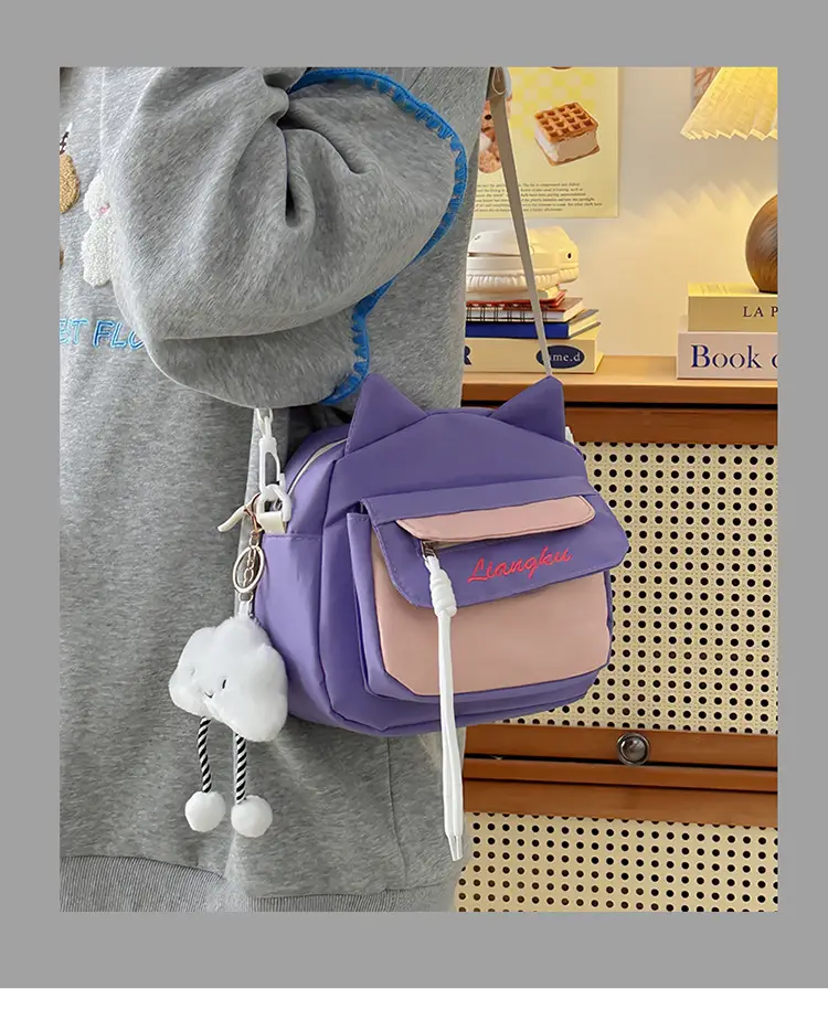 Sweet Cartoon Crossbody Bags for Girls Pink Blue Black — feature 1