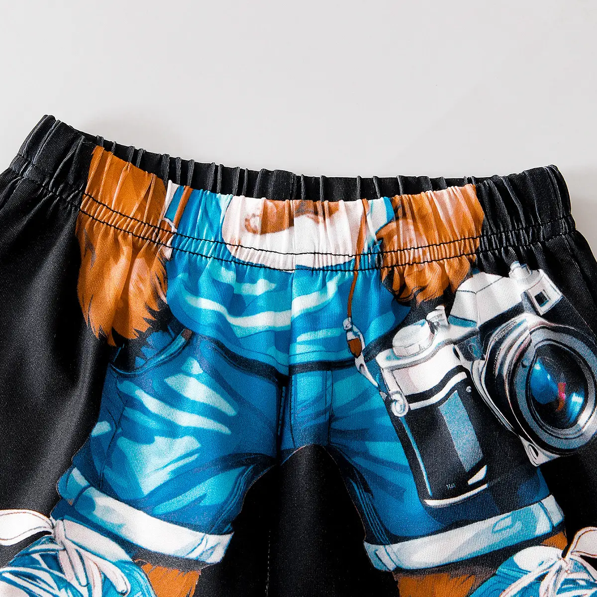 Boy Bear Print Shorts T-Shirt Set Black Summer - Image 5