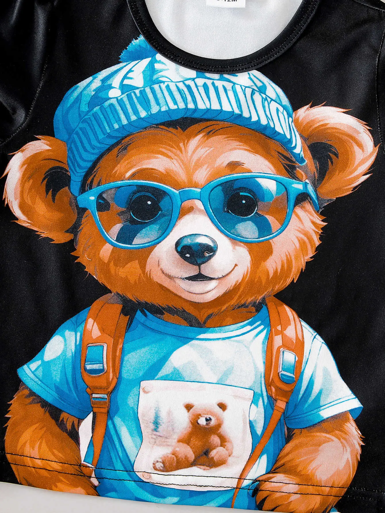 Boy Bear Print Shorts T-Shirt Set Black Summer — feature 5