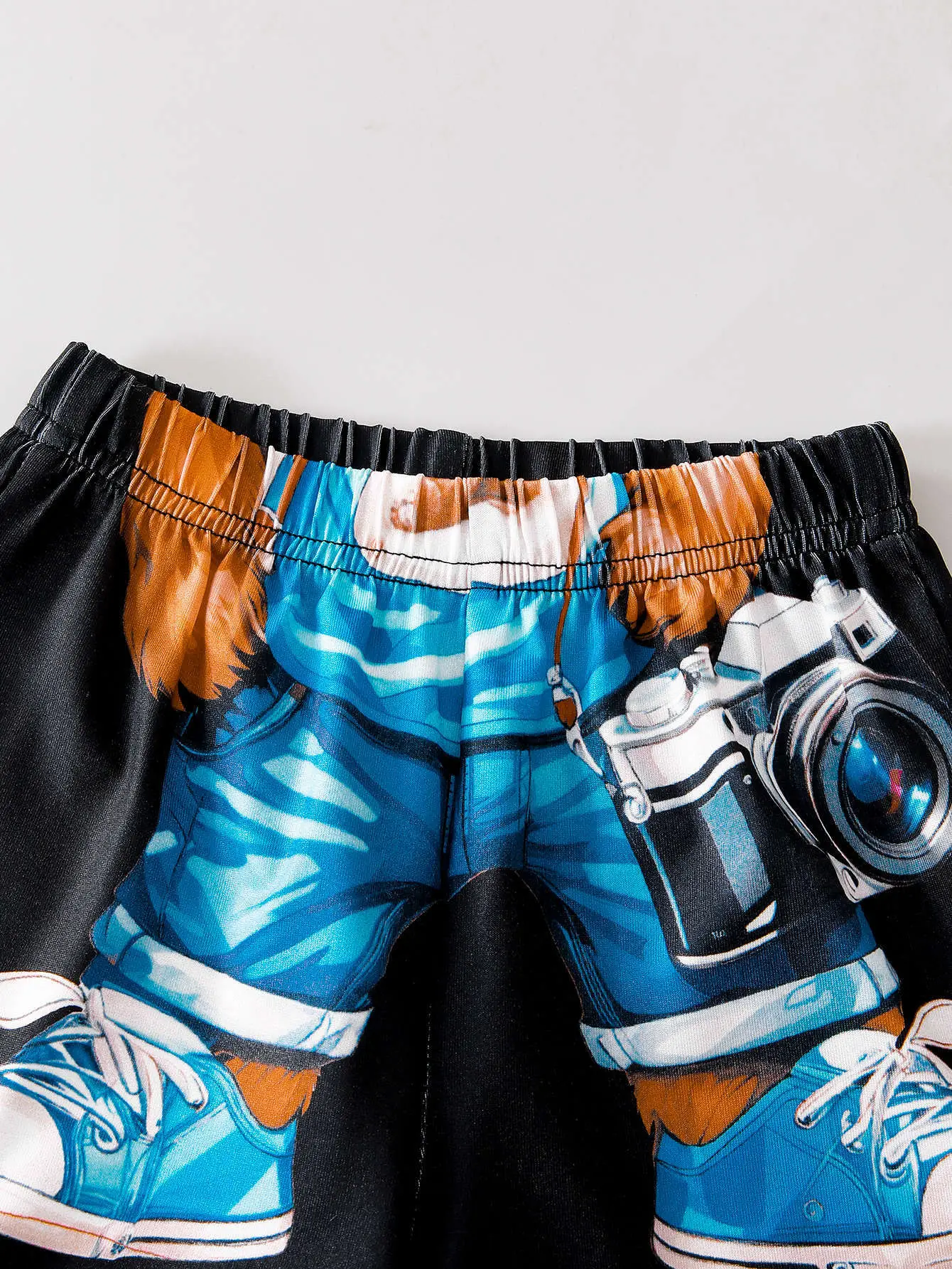 Boy Bear Print Shorts T-Shirt Set Black Summer — feature 6
