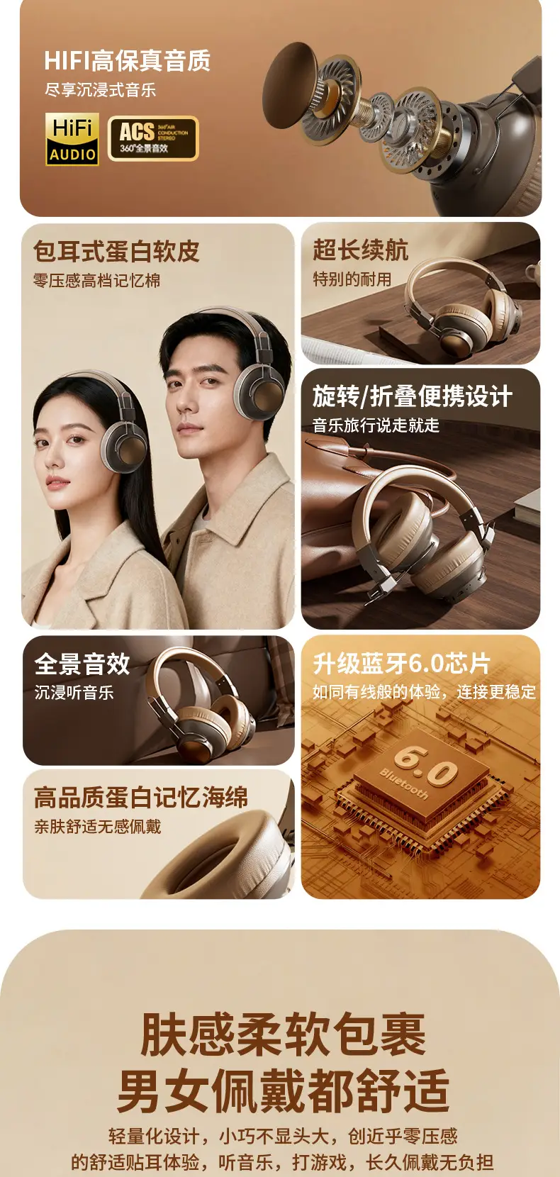 Wireless Bluetooth Headphones with Large Earmuffs & Noise Reduction β feature 2