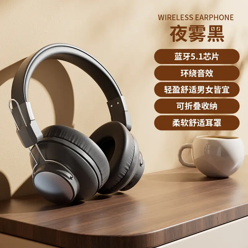 Wireless Bluetooth Headphones with Large Earmuffs & Noise Reduction