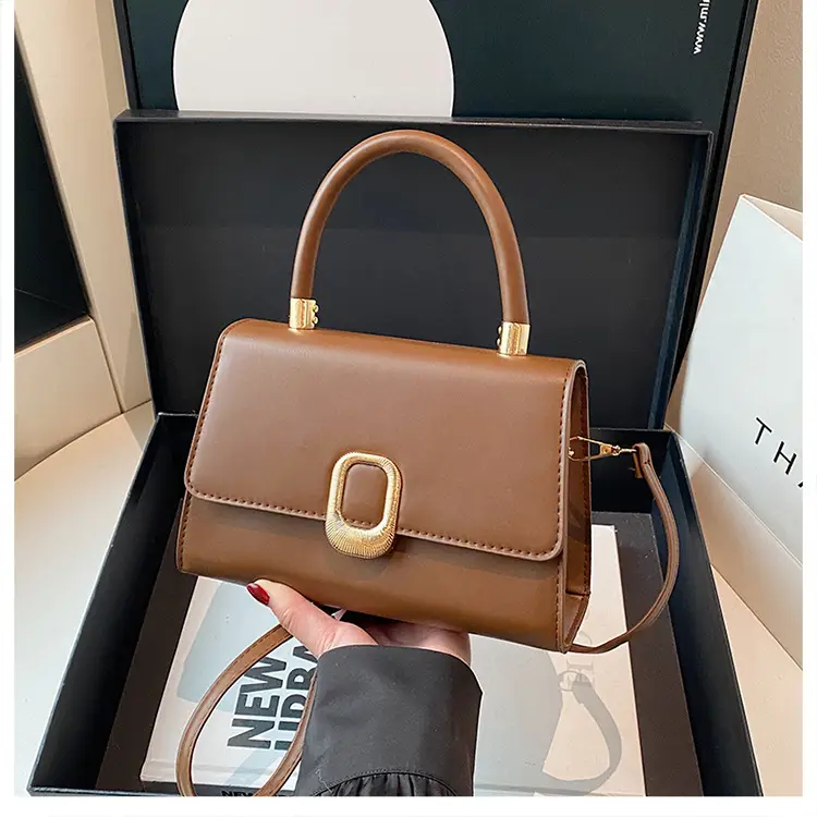 Black Square Shoulder Bag with Gold Clasp — feature 17