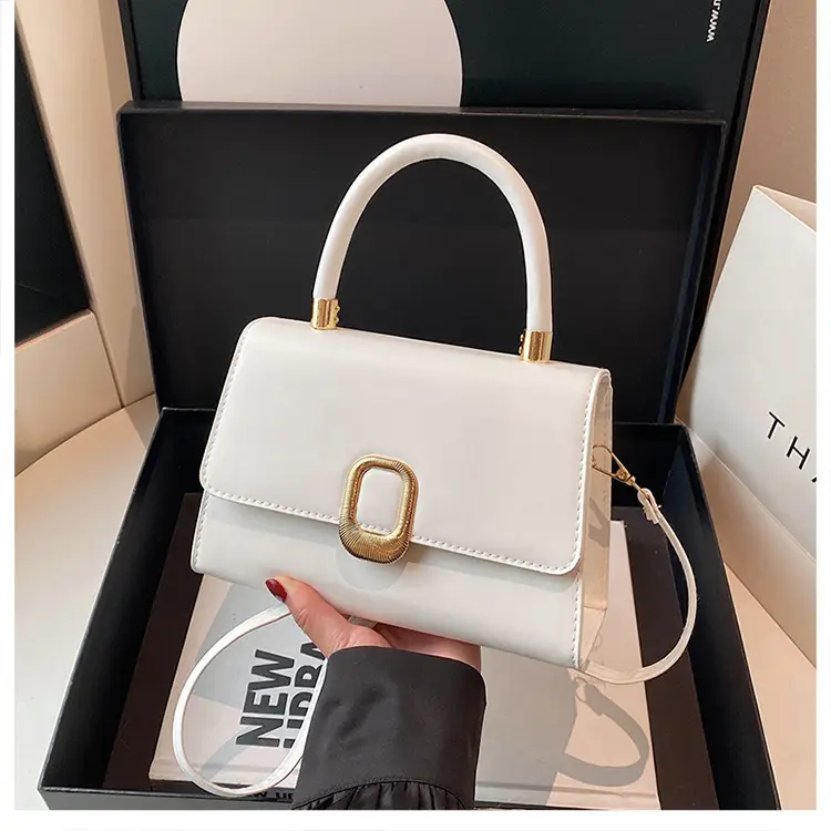 Black Square Shoulder Bag with Gold Clasp — feature 19