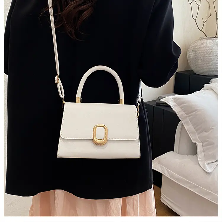Black Square Shoulder Bag with Gold Clasp — feature 26