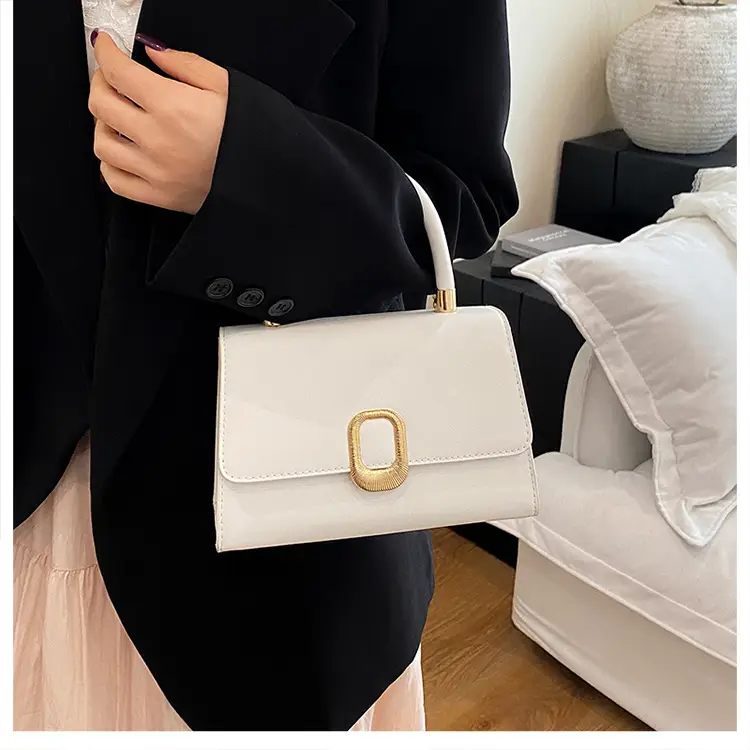 Black Square Shoulder Bag with Gold Clasp — feature 27