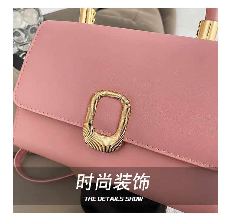 Black Square Shoulder Bag with Gold Clasp — feature 6