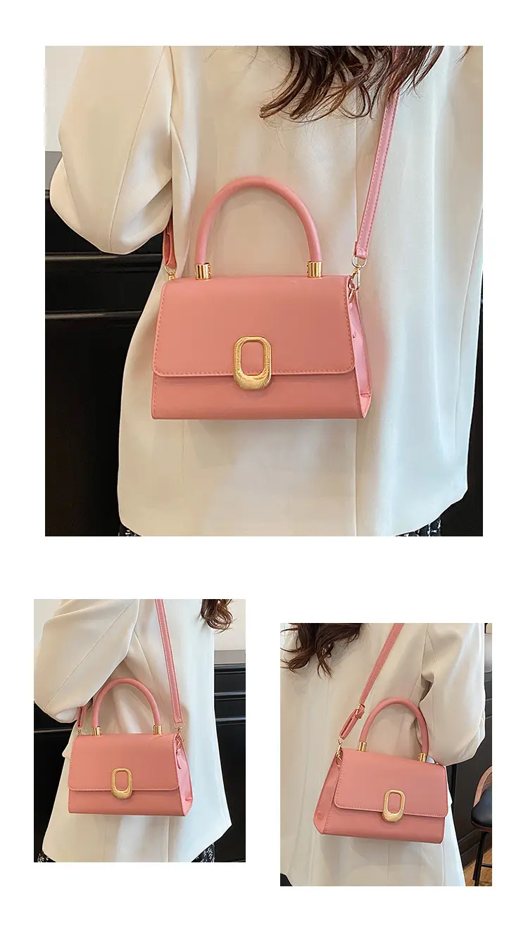 Black Square Shoulder Bag with Gold Clasp — feature 9