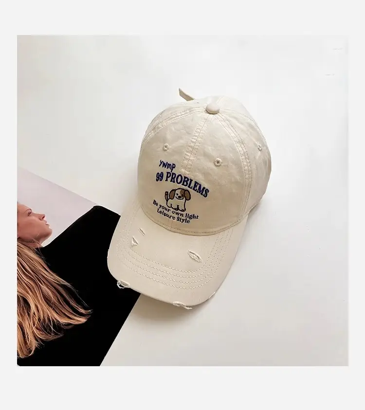 2025 Ripped Dog Cap for Women Spring Summer Wide Brim Sunshade — feature 3
