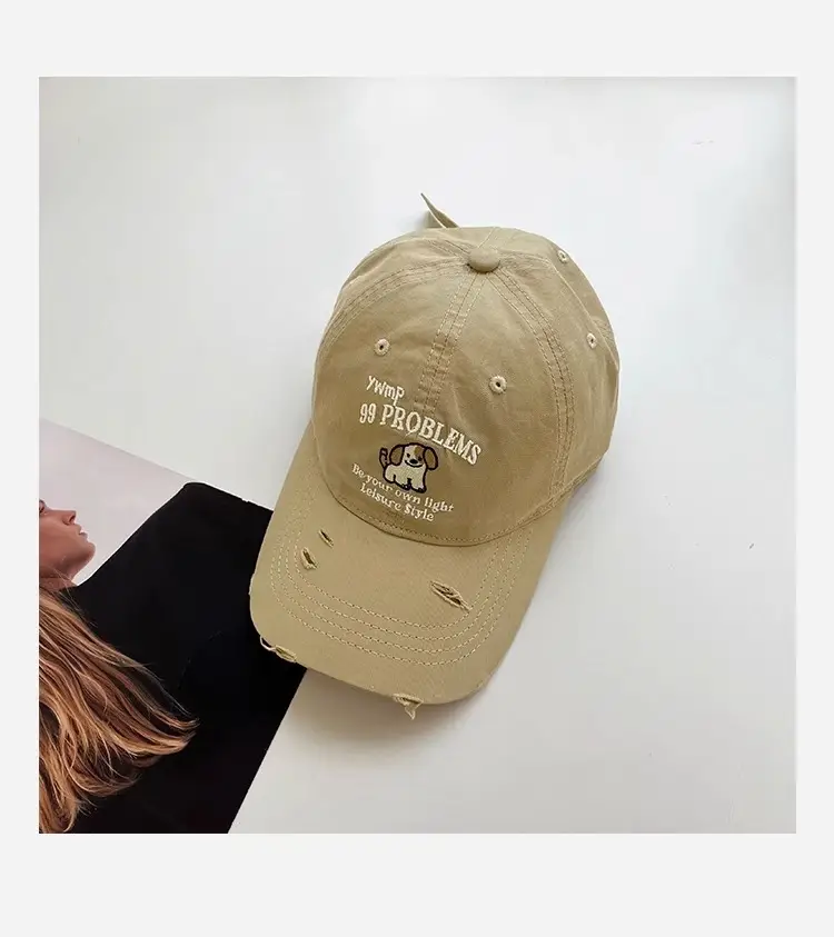 2025 Ripped Dog Cap for Women Spring Summer Wide Brim Sunshade — feature 7