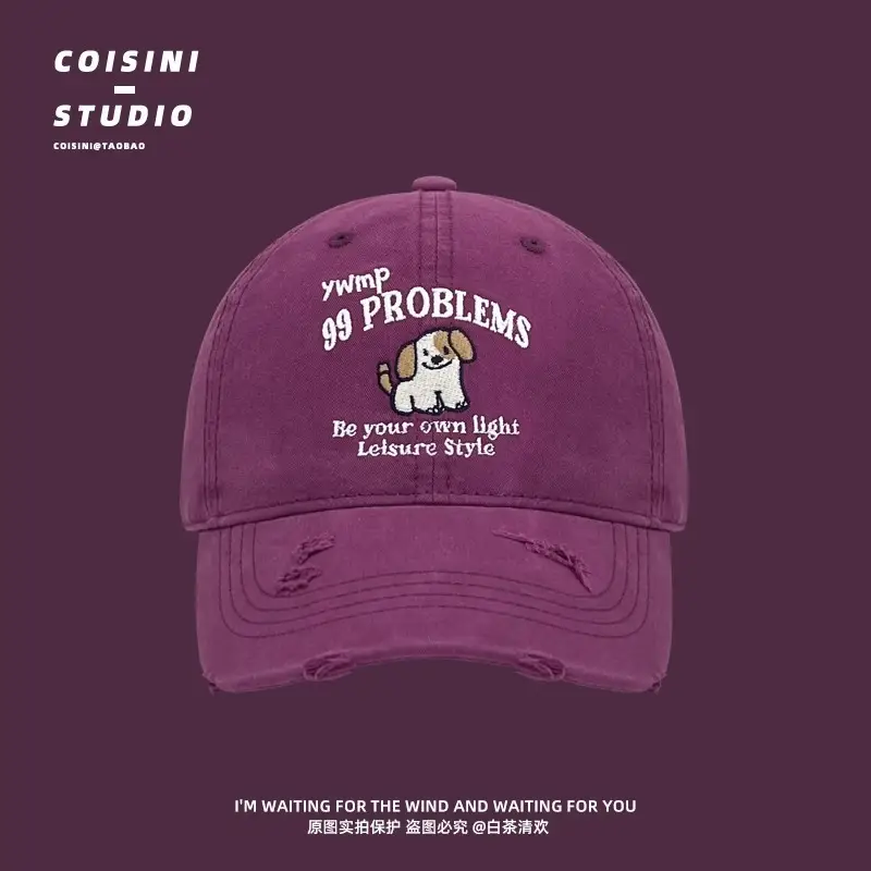 2025 Ripped Dog Cap for Women Spring Summer Wide Brim Sunshade