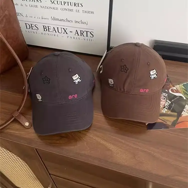 Cute Cartoon Bear Cap Women Pink 2025