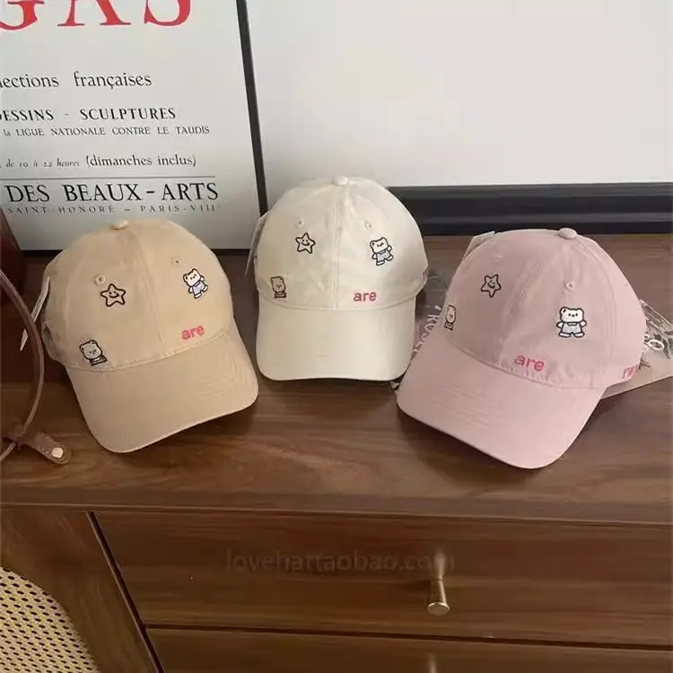 Cute Cartoon Bear Cap Women Pink 2025