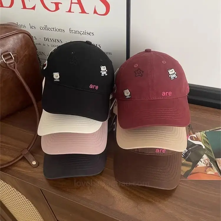 Cute Cartoon Bear Cap Women Pink 2025