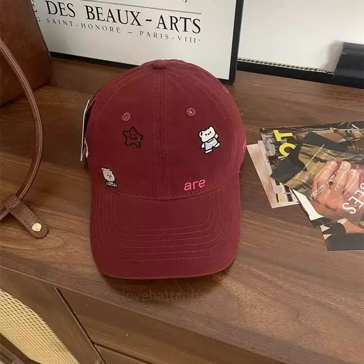 Cute Cartoon Bear Cap Women Pink 2025