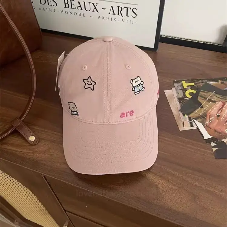 Cute Cartoon Bear Cap Women Pink 2025