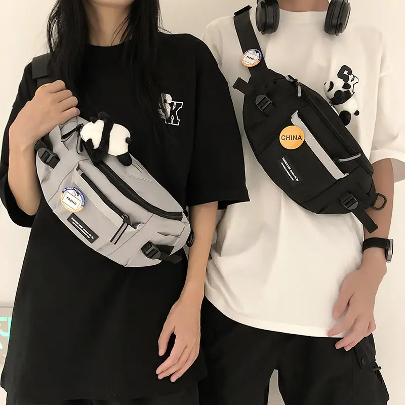 Men's Trendy Crossbody Backpack with White & Black Design - Image 8