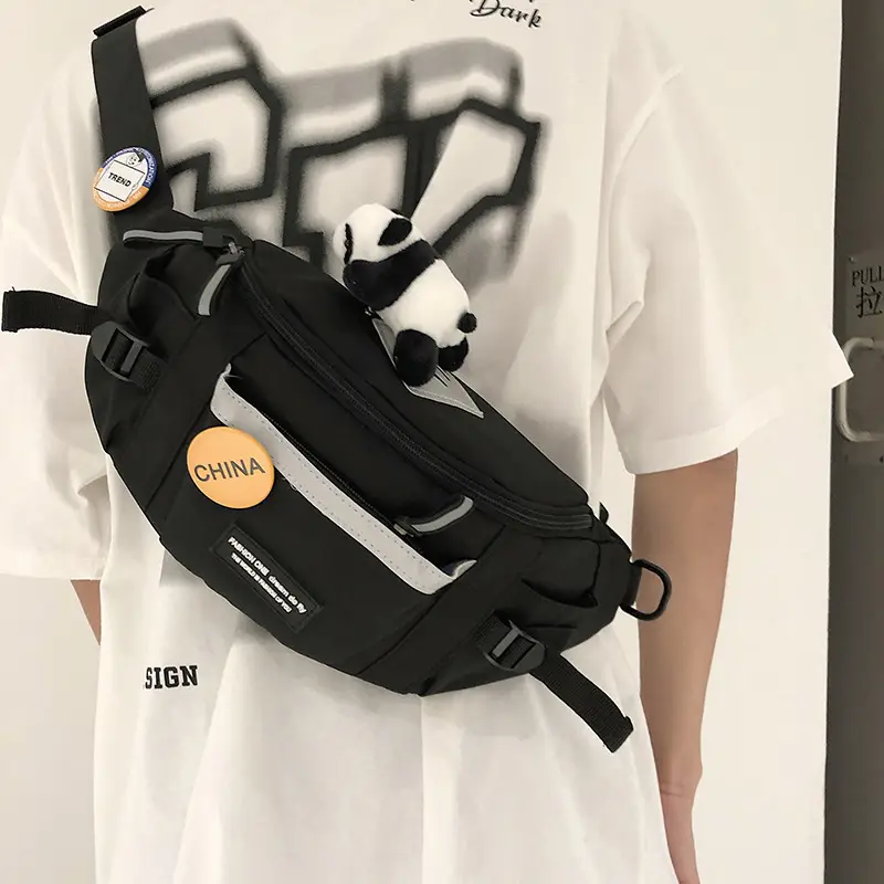 Men's Trendy Crossbody Backpack with White & Black Design - Image 9