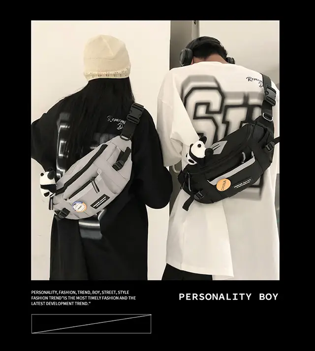 Men's Trendy Crossbody Backpack with White & Black Design — feature 1