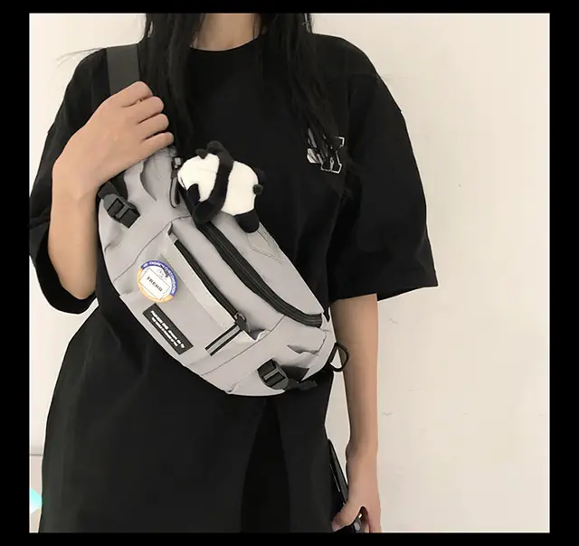 Men's Trendy Crossbody Backpack with White & Black Design — feature 11