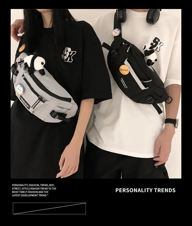 Men's Trendy Crossbody Backpack with White & Black Design — feature 2