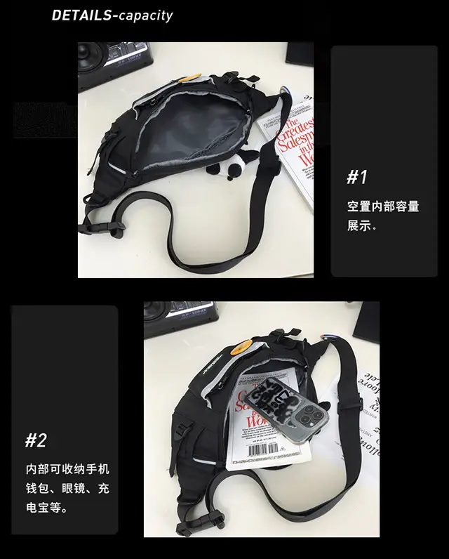Men's Trendy Crossbody Backpack with White & Black Design — feature 22