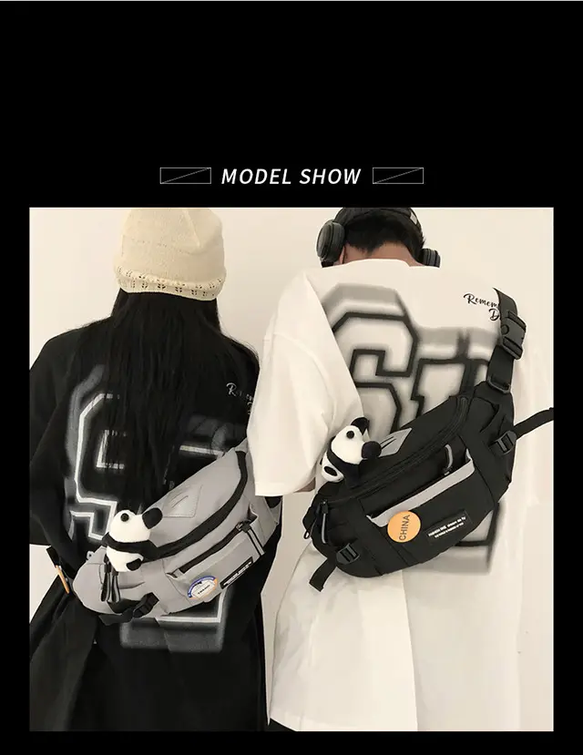 Men's Trendy Crossbody Backpack with White & Black Design — feature 5