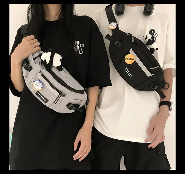 Men's Trendy Crossbody Backpack with White & Black Design — feature 6