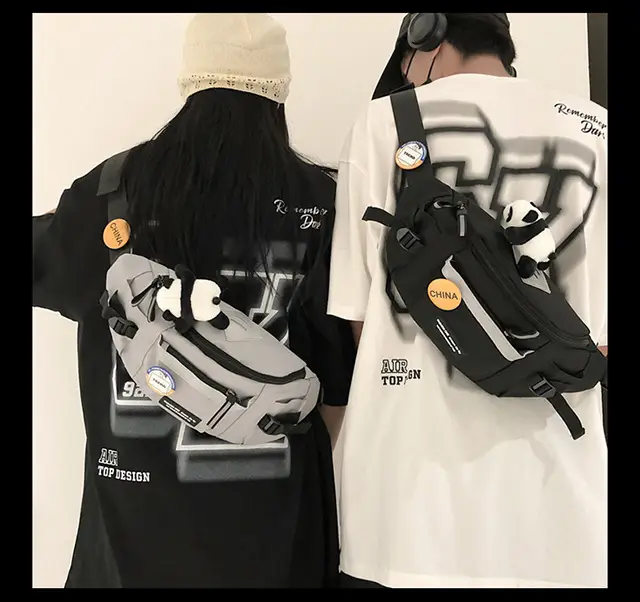 Men's Trendy Crossbody Backpack with White & Black Design — feature 7