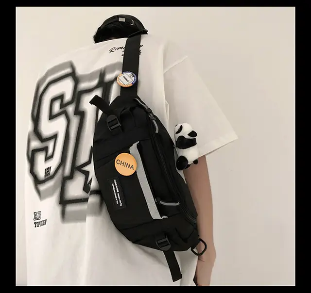 Men's Trendy Crossbody Backpack with White & Black Design — feature 8
