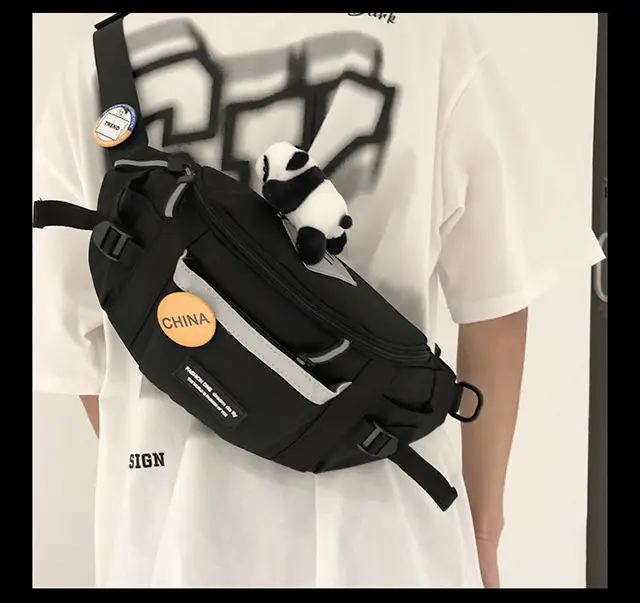 Men's Trendy Crossbody Backpack with White & Black Design — feature 9