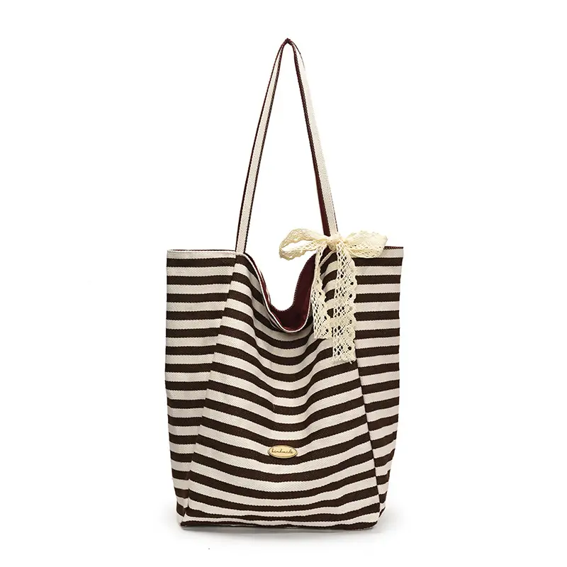 Women's Striped Crossbody Bag with Gold Embroidery - Image 11