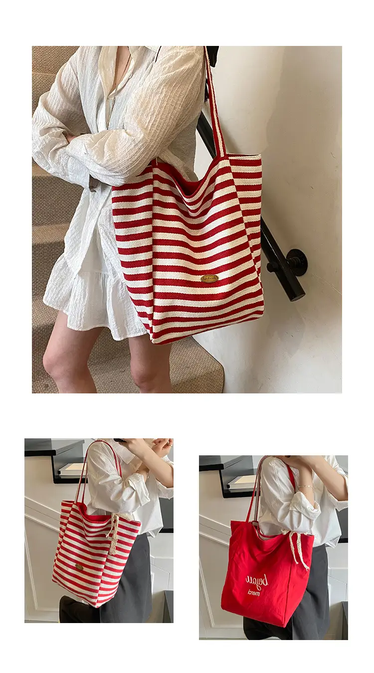 Women's Striped Crossbody Bag with Gold Embroidery — feature 13