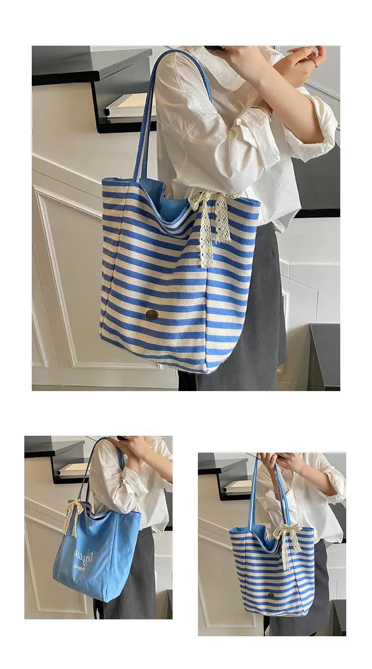 Women's Striped Crossbody Bag with Gold Embroidery — feature 14
