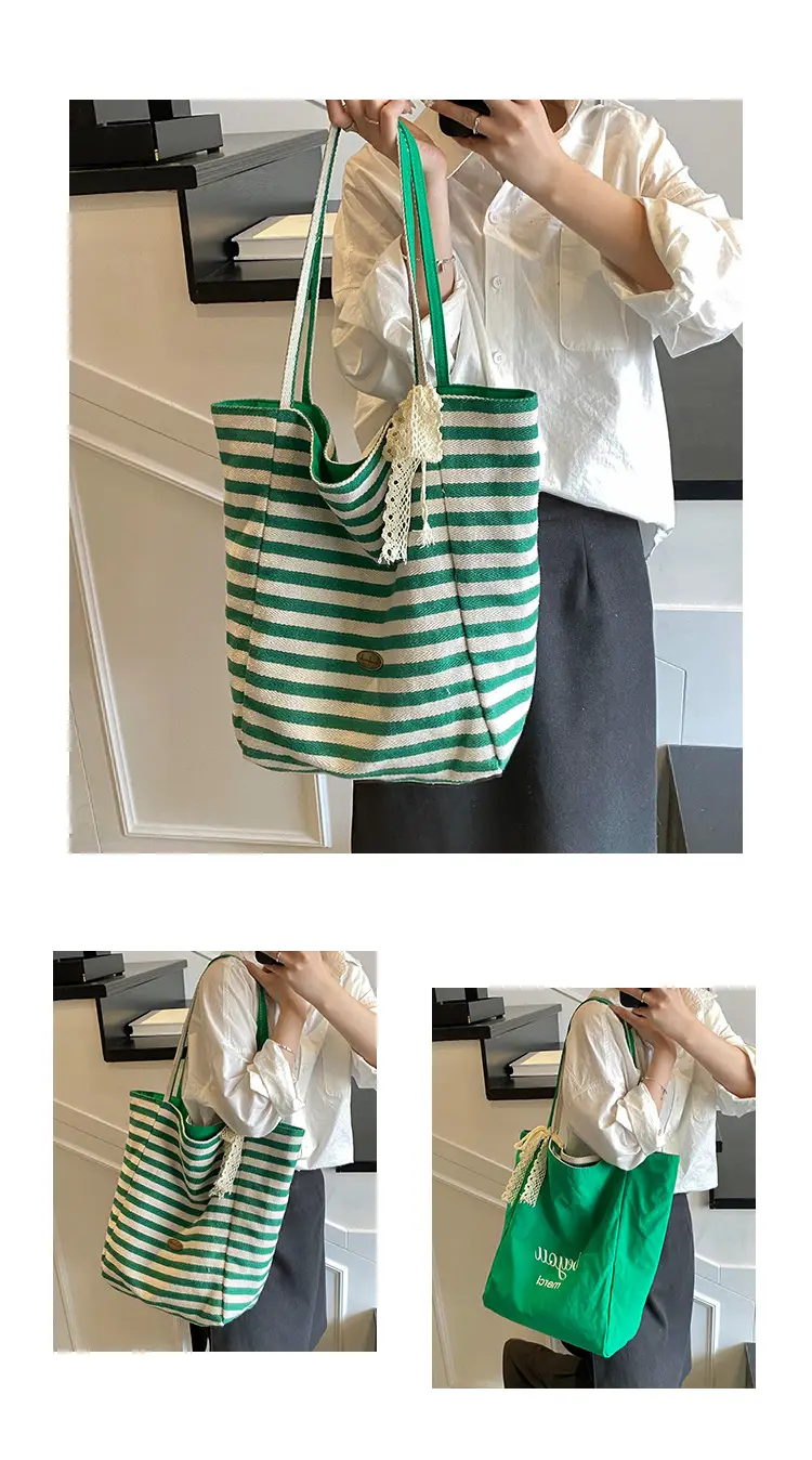 Women's Striped Crossbody Bag with Gold Embroidery — feature 15