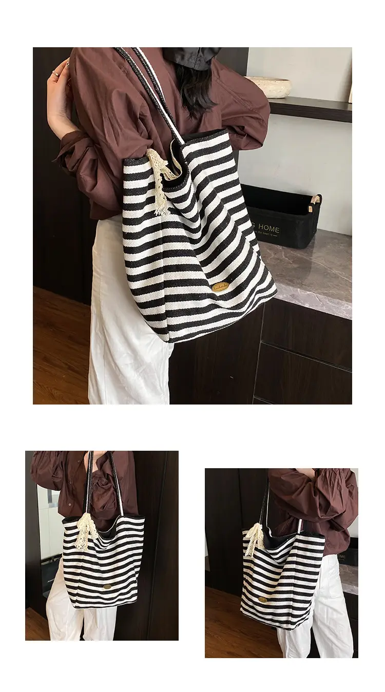 Women's Striped Crossbody Bag with Gold Embroidery — feature 16