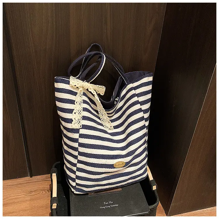 Women's Striped Crossbody Bag with Gold Embroidery — feature 17