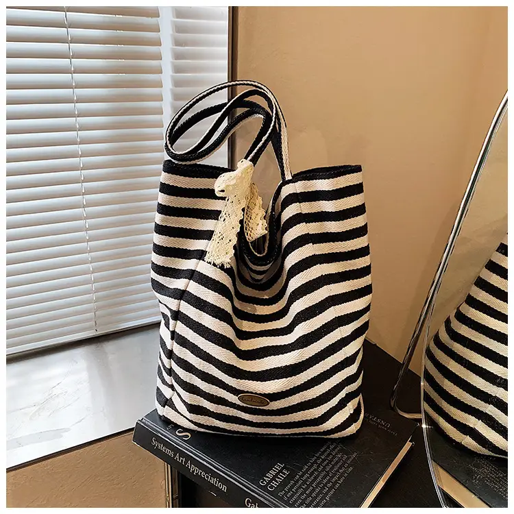 Women's Striped Crossbody Bag with Gold Embroidery — feature 18