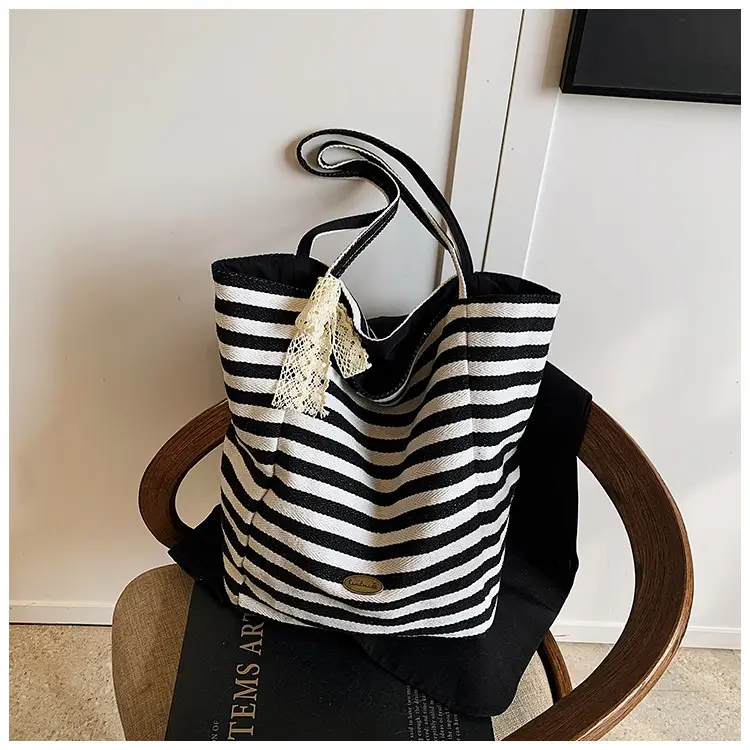 Women's Striped Crossbody Bag with Gold Embroidery — feature 19