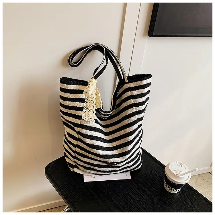 Women's Striped Crossbody Bag with Gold Embroidery — feature 20